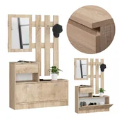 Szafki na buty - Zestaw mebli na przedpokój 90 cm lustro wieszak 1 drzwi 1 szuflada Sonoma - miniaturka - grafika 1