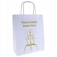 Akcesoria do pakowania - torba papierowa A5 z nadrukiem KOMUNIA IHS złota - miniaturka - grafika 1