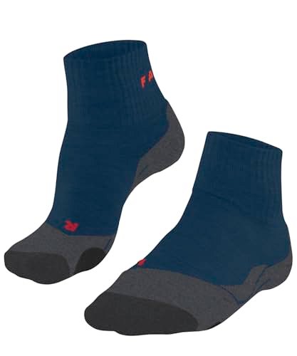 FALKE Mężczyźni Skarpety do wędrówek TK2 Explore Short M Sso Wełna przeciw pęcherzom grube1 Para, Niebieski Stone Blue 6599, 42-43