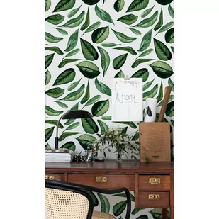 Flizelina tapeta Malowane zielone liście 208x146cm - Tapety - miniaturka - grafika 1