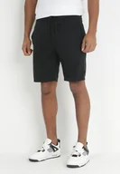 Spodenki męskie - Czarne Szorty Dresowe z Gumką w Pasie Zhen - miniaturka - grafika 1