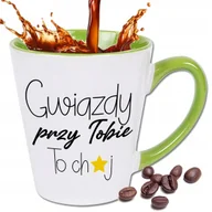 Kubki - KUBEK LATTE BIAŁO ZIELONY PREZENT NA WALENTYNKI GWIAZDY PRZY TOBIE TO CH*J - miniaturka - grafika 1