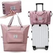 Akcesoria podróżnicze - TORBA PODRÓŻNA WALIZKA TURYSTYCZNA 20×40×40CM SKŁADANA RÓŻ TOREBKA LEKKA - miniaturka - grafika 1