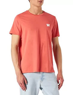 Koszulki męskie - Wrangler T-shirt męski Ss Sign Off Tee, Spiced Coral, XS - grafika 1