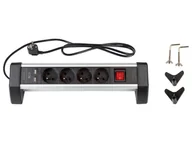 Systemy inteligentnych domów - SILVERCREST® Aluminiowa listwa zasilającą blakowa, 3/4 x, 2 porty USB (Z 4 gniazdkami) - miniaturka - grafika 1