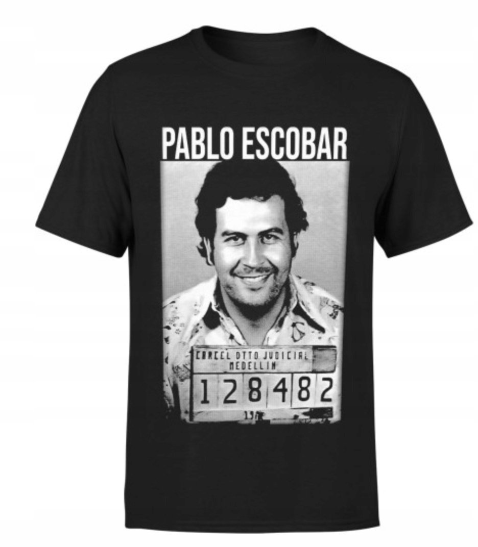 KOSZULKA MĘSKA ŚMIESZNA T-SHIRT Z NADRUKIEM PABLO ESCOBAR NARCOS r . L 52