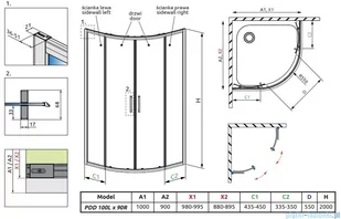 Radaway Premium Pro Pdd kabina 100x90cm szkło przejrzyste 1013000-01-01/1013900-01-01 - Kabiny prysznicowe Radaway Premium Pro Pdd kabina 100x90cm szkło przejrzyste 1013000-01-01/1013900-01-01 - Kabiny prysznicowe - miniaturka - grafika 2