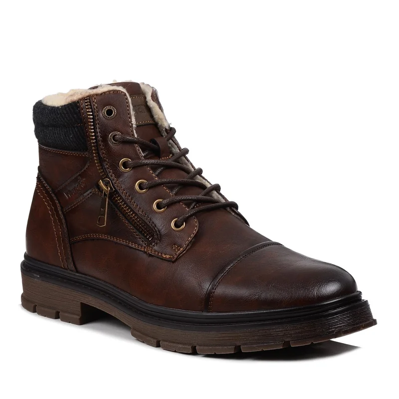 Buty męskie trzewiki zimowe Wrangler Gillen ocieplane za kostkę brązowe44