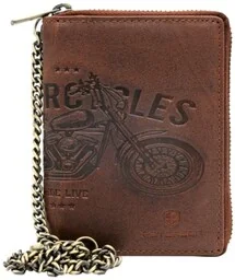 Portfel Męski Skórzany Peterson Skóra Naturalna Duży Piórnik Z Zapięciem Na Suwak N4C-06 "MOTORCYCLES" BRĄZOWY 13 x 10 x 2 [cm] - Portfele - miniaturka - grafika 1
