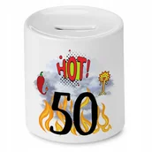 Skarbonki - SKARBONKA PREZENT NA URODZINY 50 50te 50-te z Nadrukiem ze Zdjęciem + Opakowanie na prezent (wzór 02) - miniaturka - grafika 1