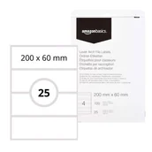 Akcesoria do pakowania - PAPIER ETYKIETOWY 25 x A4 arkusze ETYKIETY samoprzylepne DO DRUKU 200x60 mm MAT BIAŁY AMAZON Basics - miniaturka - grafika 1