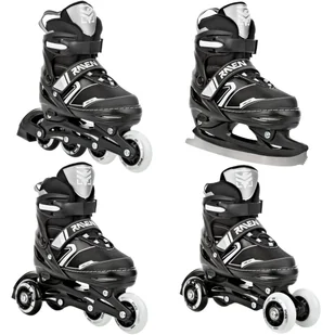 Rolki Łyżwy Wrotki 4w1 Regulowane RAVEN Helixi Black/Grey 38-42 Kółka LED - Łyżwy - miniaturka - grafika 1