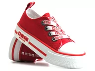 Buty dla dziewczynek - Trampki dziecięce z elastycznymi sznurówkami - BIG STAR KK374071, czerwone - Big Star - miniaturka - grafika 1