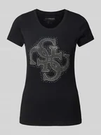 Koszulki i topy damskie - T-shirt z obszyciem kamieniami stras i ozdobnymi kamieniami - miniaturka - grafika 1
