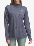 Bluzy sportowe damskie - Bluza damska Under Armour UA Tech Twist 1/2 Zip - downpour gray/white - miniaturka - grafika 1