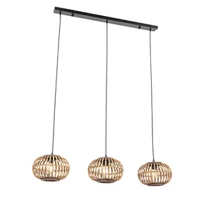 QAZQA Orientalna lampa wisząca bambusowa 3-punktowa wydłużona - Amira - Lampy sufitowe - miniaturka - grafika 1