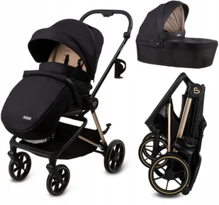 WÓZEK GŁĘBOKO-SPACEROWY VELMONT BLACK/BEIGE 5906601700552 - Wózki dziecięce - miniaturka - grafika 1