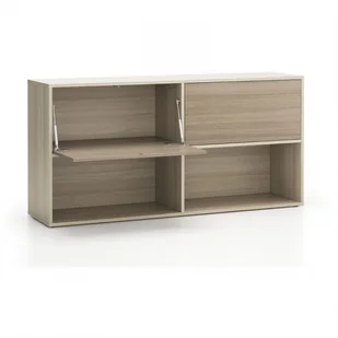 B2B Partner Regał biurowy LAYERS, długi, 2 schowki, 1582 x 400 x 777, dąb naturalny / dąb bejcowany 611511 - Regały biurowe - miniaturka - grafika 3