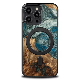 etui z drewna i żywicy na iPhone 15 Pro Max MagSafe Bewood Unique Planeta Ziemia - niebiesko-zielone - Etui i futerały do telefonów - miniaturka - grafika 1