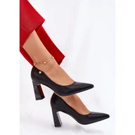 Czółenka - Eleganckie Czółenka Na Słupkowym Obcasie Vinceza 62221 Czarne - miniaturka - grafika 1