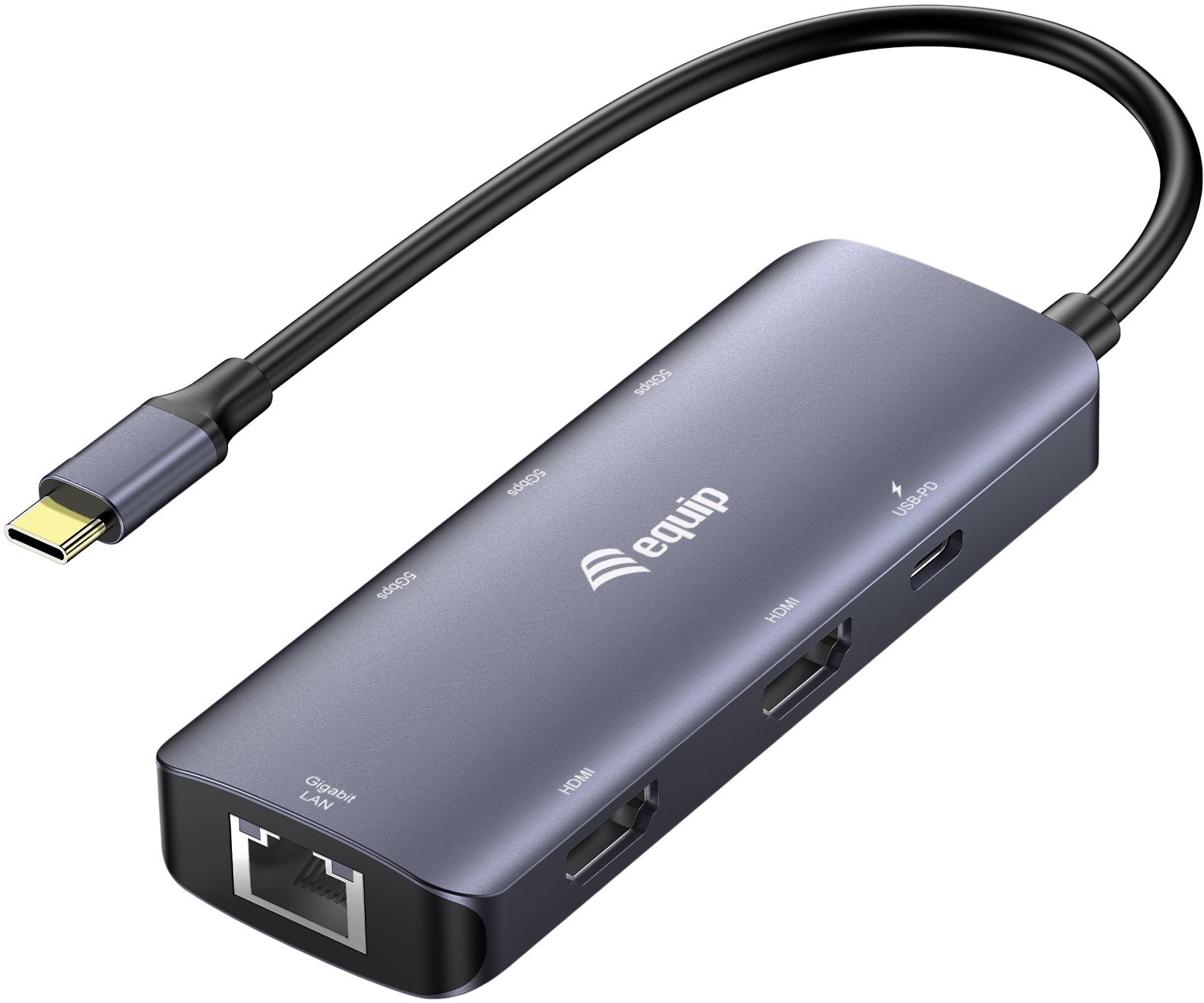Adapter USB Equip USB-C->2xHDMI/RJ45/2xUSB-A/USB-C3.2 St/Bu szary 133501