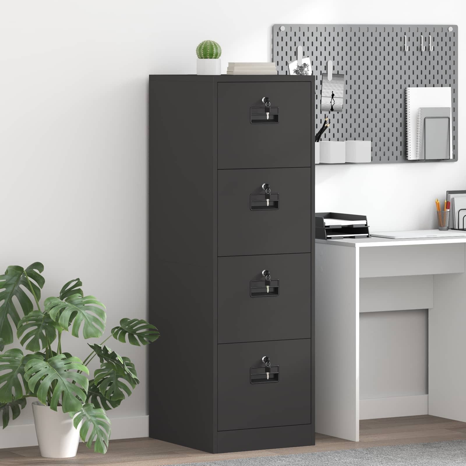 vidaXL Szafka na dokumenty z szufladą 2 pcs czarny 44 x 50 x 106.5 cm
