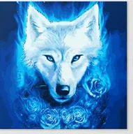 Zabawki kreatywne - Diamentowa Mozaika Wilk Z Różami Magiczny 30x40 - miniaturka - grafika 1
