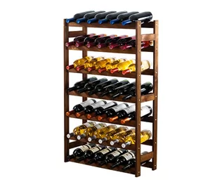 Drewniany regał na wino RW-1 42 butelki Brązowy / Wamar-Sosenka - Stojaki na wino - miniaturka - grafika 1