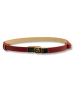 Paski - Czerwony skórzany pasek damski Kallie - Giovani Złota klamra - miniaturka - grafika 1