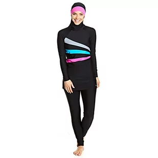 Zoggs Damski kostium kąpielowy Sandon Modesty 3-częściowy strój kąpielowy o pełnej długości Czarny/kolorowy 8 UK (32 Inch) - Stroje kąpielowe - miniaturka - grafika 1
