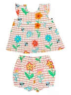 Kaftaniki dla niemowląt - Frugi 2-częściowy zestaw "Lani" w kolorze czerwono-kremowo-różowym - miniaturka - grafika 1