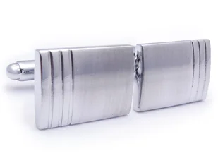 Prostokątne spinki do mankietów z trzema paskami N72 - Spinki do mankietów i krawatów - miniaturka - grafika 1