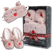 Akcesoria do bielizny - Moraj Zestaw Prezentowy Świąteczny Uroczy Opaska Na Oczy I Kapcie 38-41 - miniaturka - grafika 1