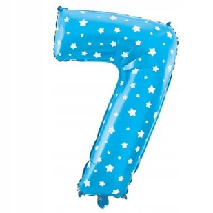 BALON FOLIOWY CYFRA 7 NIEBIESKI W GWIAZDKI 80 CM DEKORACJA NA URODZINY - Balony i akcesoria - miniaturka - grafika 1