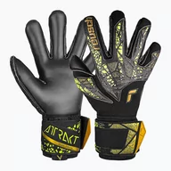 Piłka nożna - Rękawice bramkarskie Reusch Attrakt Duo Finger Support black/gold/yellow/black - miniaturka - grafika 1