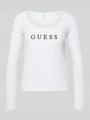 Bluzki damskie - Bluzka z długim rękawem, nadrukiem z logo i okrągłym dekoltem - miniaturka - grafika 1