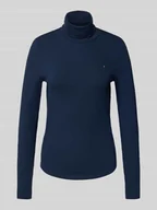 Bluzki damskie - Bluzka z długim rękawem o kroju slim fit z mieszanki wiskozy - miniaturka - grafika 1