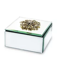 Pudełka i szkatułki - Szkatułka szklana srebrna Kwiat 7x12x12 cm - miniaturka - grafika 1