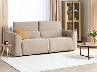 Sofa z elektryczną funkcją relaksu z ładowarką sztruksowa piaskowa ULVEN - Sofy i kanapy - miniaturka - grafika 3