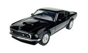 Samochody i pojazdy dla dzieci - Welly 1969 Ford Mustang Boss 429 Czarny 1:24 Samochód Nowy Metalowy Model - miniaturka - grafika 1