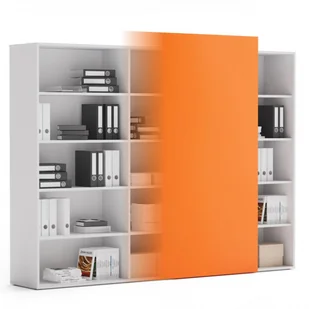 PLAN Szafa biurowa wysoka długa bez drzwi BLOCK White, pomarańczowa 611207 - Szafy biurowe - miniaturka - grafika 2