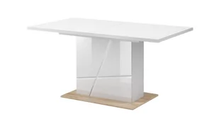 Stół do jadalni, rozkładany, Futura, 160x90x79 cm, biel, dąb riviera, połysk - Stoły - miniaturka - grafika 1