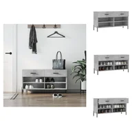 Szafki na buty - vidaXL Ławka na buty betonowa szara 102x35x55 cm materiał drewnopochodny - Stojaki i szafki na buty - miniaturka - grafika 1