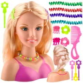 Zabawki interaktywne dla dzieci - Głowa Lalki do Stylizacji Fryzur + Akcesoria Y313 - miniaturka - grafika 1