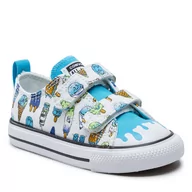 Trampki damskie - Converse Trampki Ctas 2V Ox A01209C White/Baltic Blue/Lime Rave - miniaturka - grafika 1