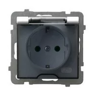 Gniazdka elektryczne - Ospel Gniazdo bryzgoszczelne z uziemieniem schuko IP-44, kolor biały- wieczko w kolorze dymnym GPH-1GS/m/00/d - miniaturka - grafika 1