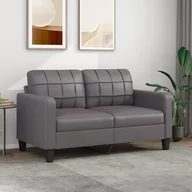 Sofy i kanapy - vidaXL 2-osobowa sofa, szary, 140 cm, sztuczna skóra - miniaturka - grafika 1