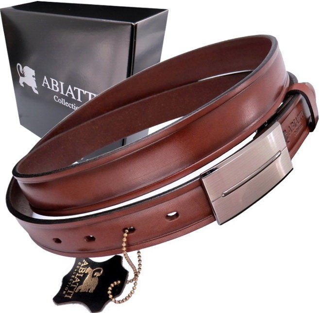 2X ELEGANCKI SKÓRZANY PASEK MĘSKI DO SPODNI ABIATTI PEŁNA KLAMRA GRUBA SKÓR