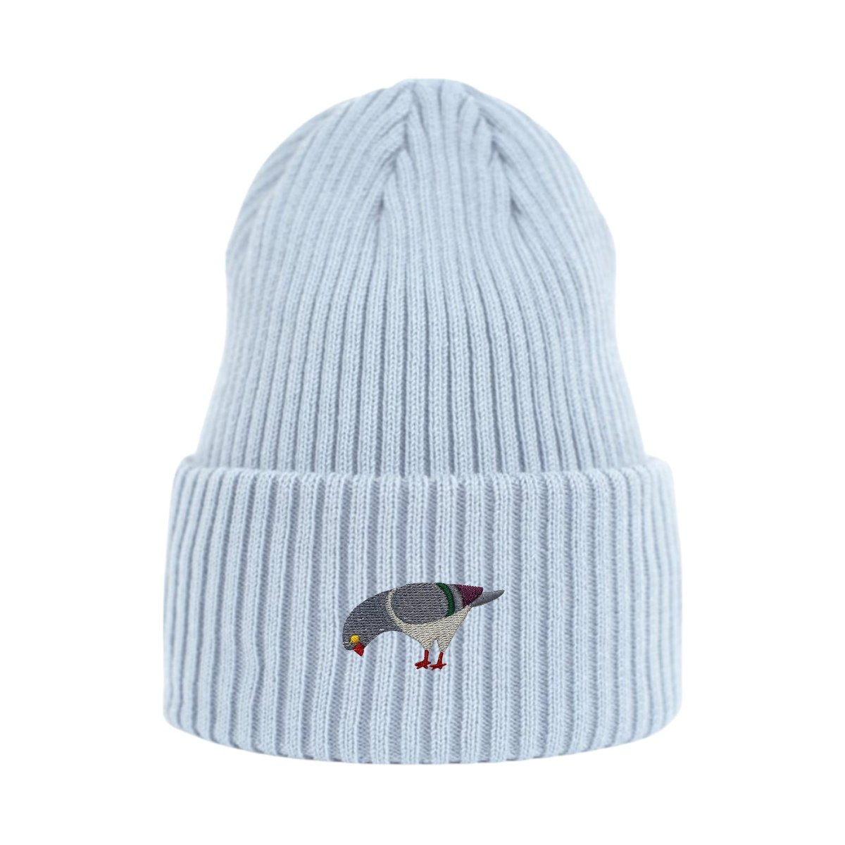 Haftowana czapka beanie - GOŁĄB - jasnoniebieska