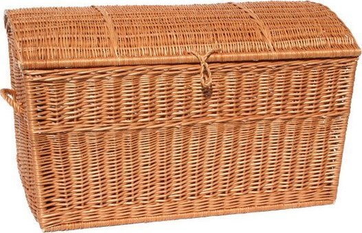 WickerPL Kufer Wiklinowy w Kolorze Naturalnym skrzynia wiklinowa z wiekiem kosz na zabawki 80x48 H50 cm